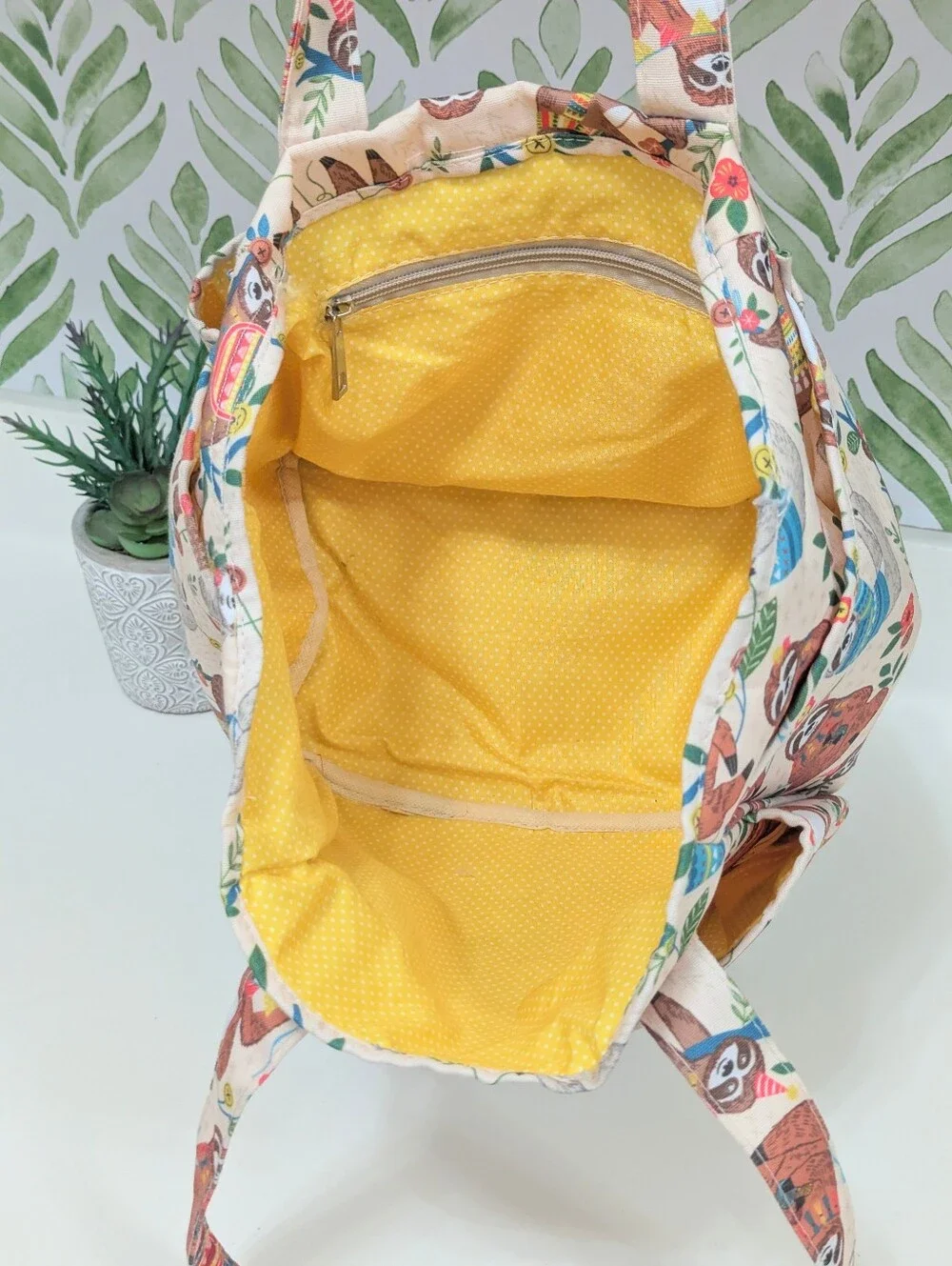 Sloths Knitting Print Craft Purse